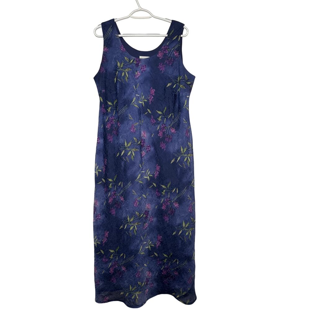 K Woman purple floral sheer lined mother of bride dress womens XL wedding event‎